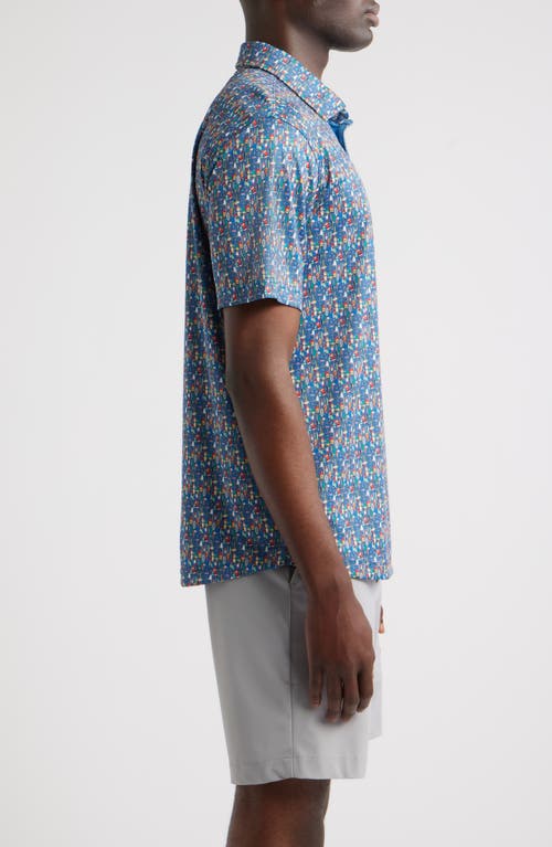 Swannies O'leary Bobber Print Performance Golf Polo In Blue
