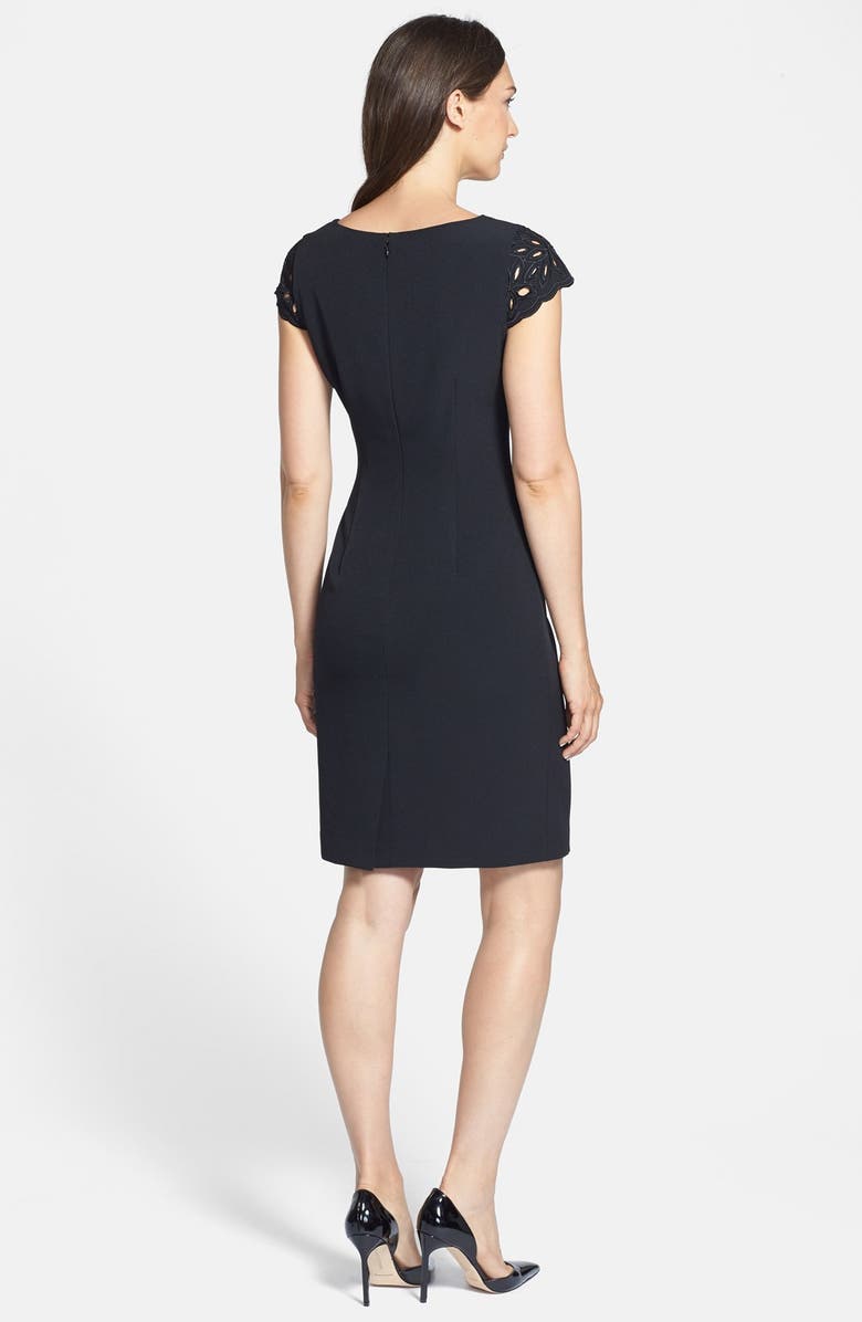 Adrianna Papell Cutout Yoke Crepe Sheath Dress, Alternate, color,