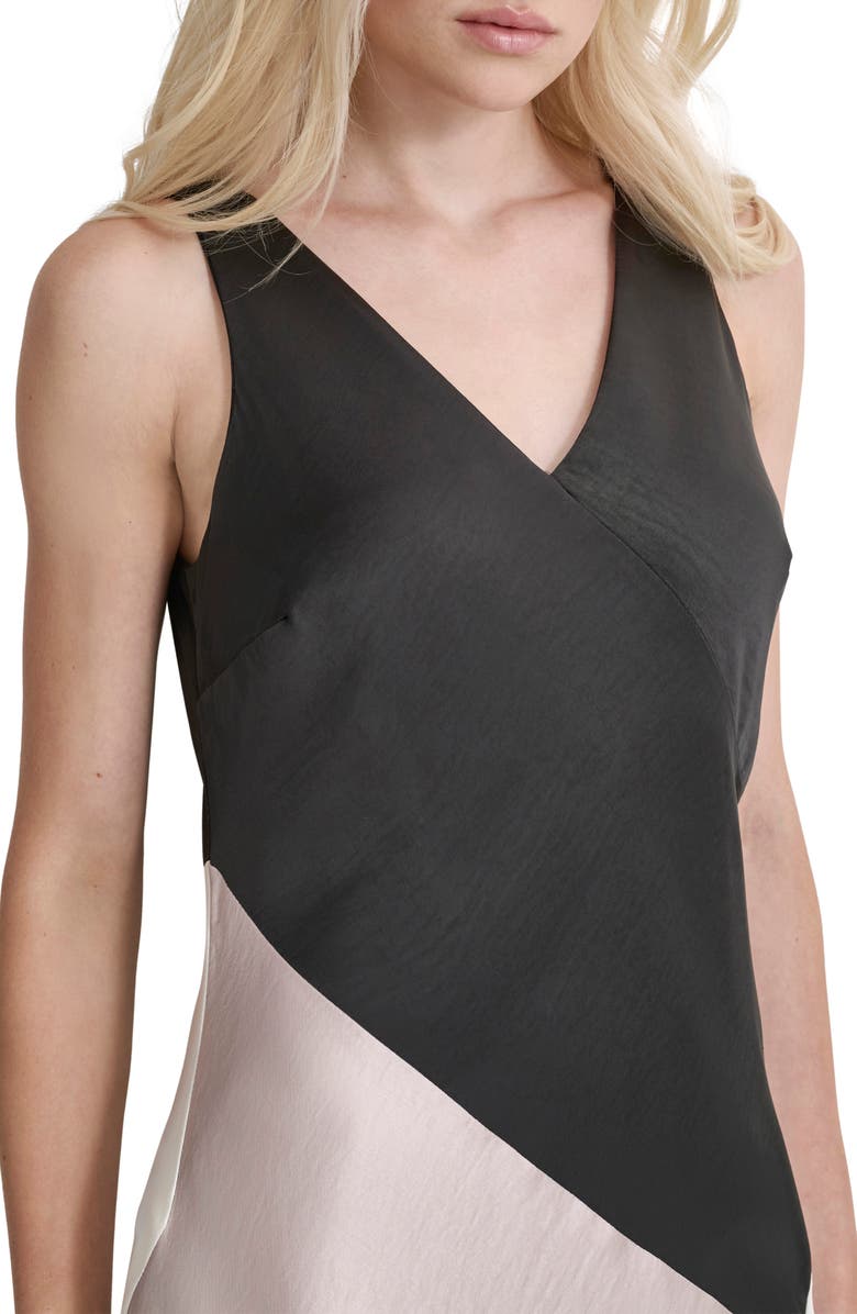 DKNY Colorblock Sleeveless Satin Midi Dress, Alternate, color,