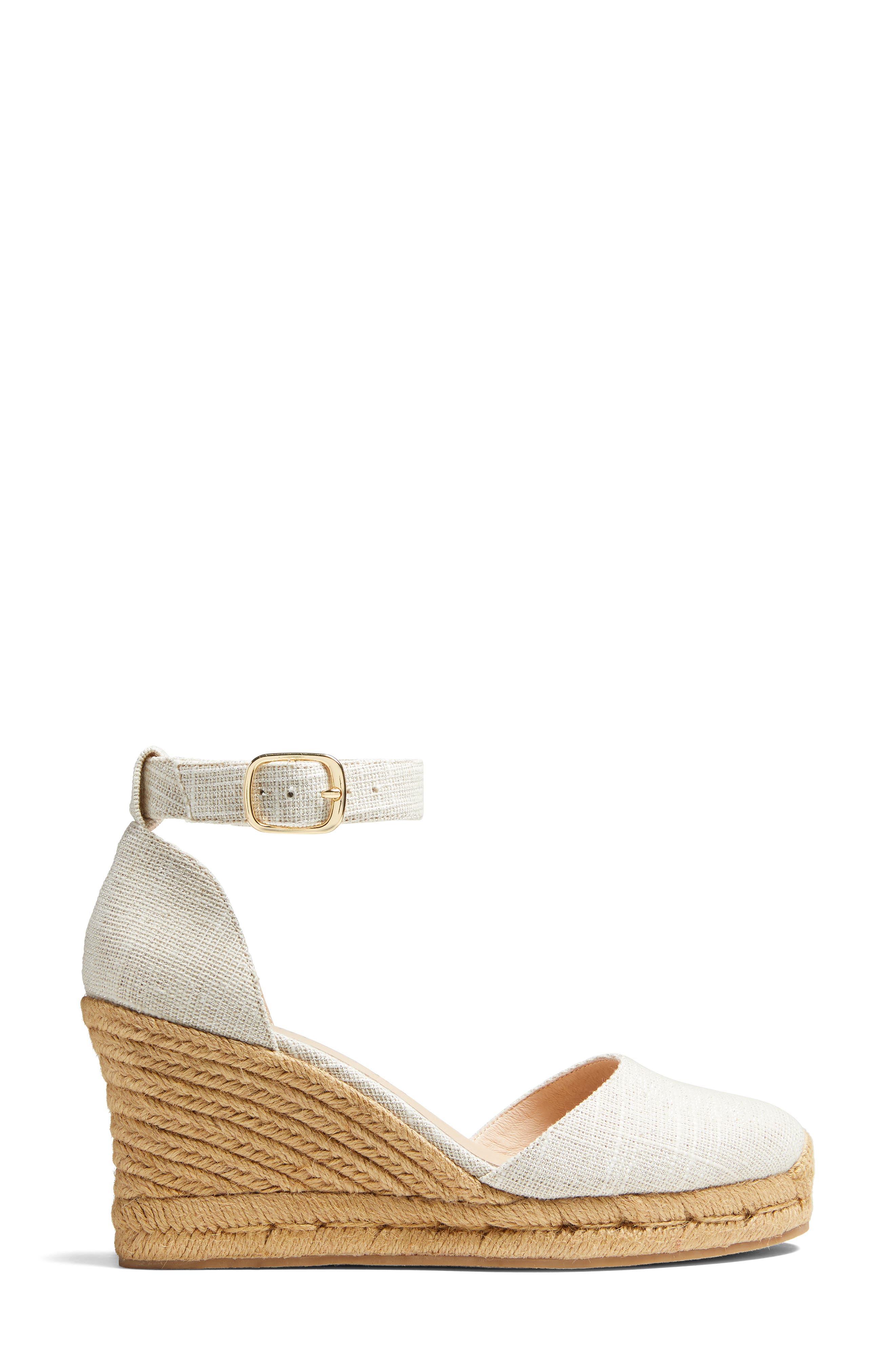 Palmer Ankle Strap Espadrille Wedge, Alternate, color, WHITE SILVER LINEN