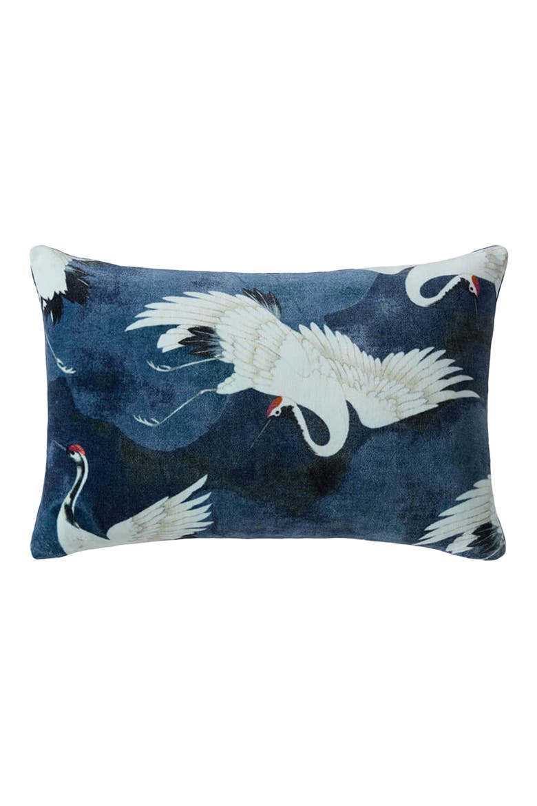Small Crane In The Clouds Accent Pillow, Main, color, BARITONE BLUE