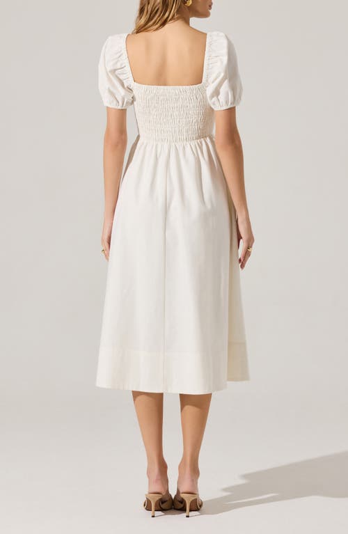 Astr The Label Bow Detail Smock Bodice Cotton Blend Dress In White