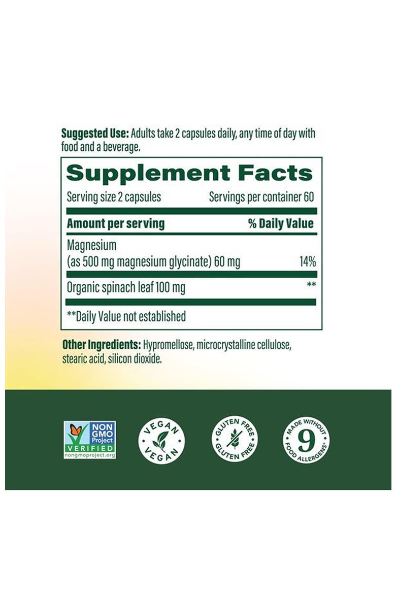 Magnesium Glycinate 500mg, Sleep Support, 60mg Elemental Magnesium, 120 Capsules, Alternate, color, None