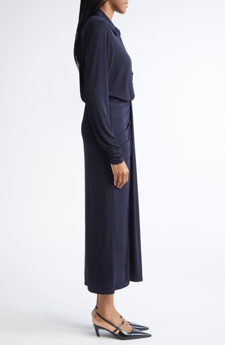 Cinq à Sept Seferina Ruched Detail Long Sleeve Shirtdress, Alternate, color, Navy