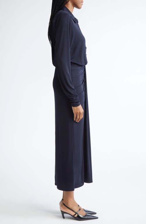 Cinq À Sept Seferina Ruched Detail Long Sleeve Shirtdress In Burgundy