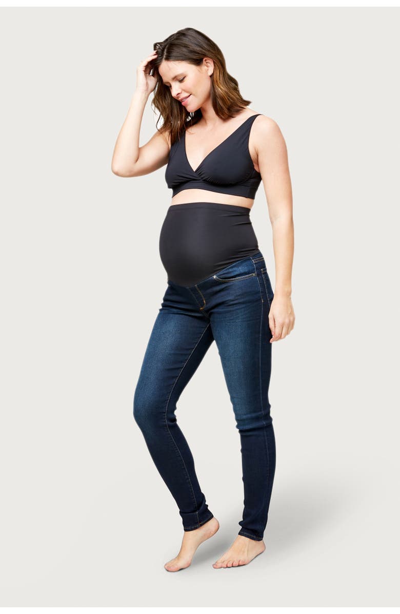 Nom Maternity Soho Maternity Over-the-belly Jeans, Alternate, color, Dark Wash