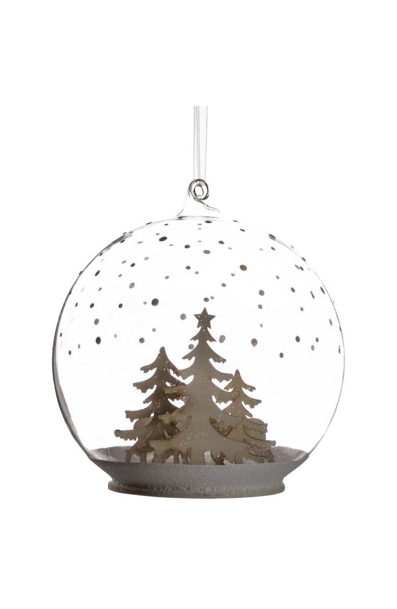 Northlight Deer Family in Snow Glass Globe Christmas Ornament - 4.75", Alternate, color, White