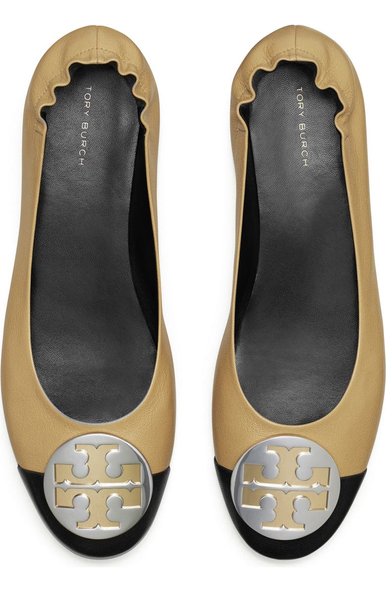 Tory Burch Claire Cap Toe Ballet Flat, Alternate, color, Ginger Shortbread / Black