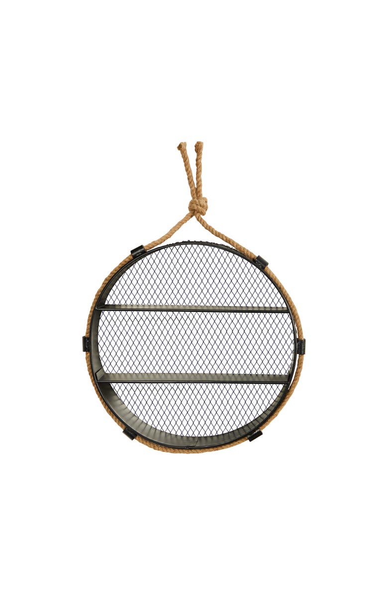 NEARLY NATURAL 15-in Round Wall Shelf, Main, color, Black