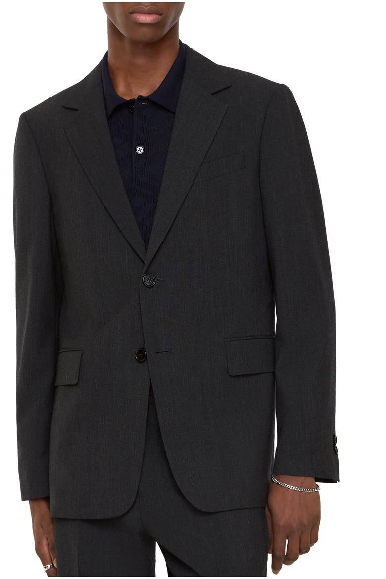 Wool Blend Tailored Jacket, Main, color, Midnight grey melange