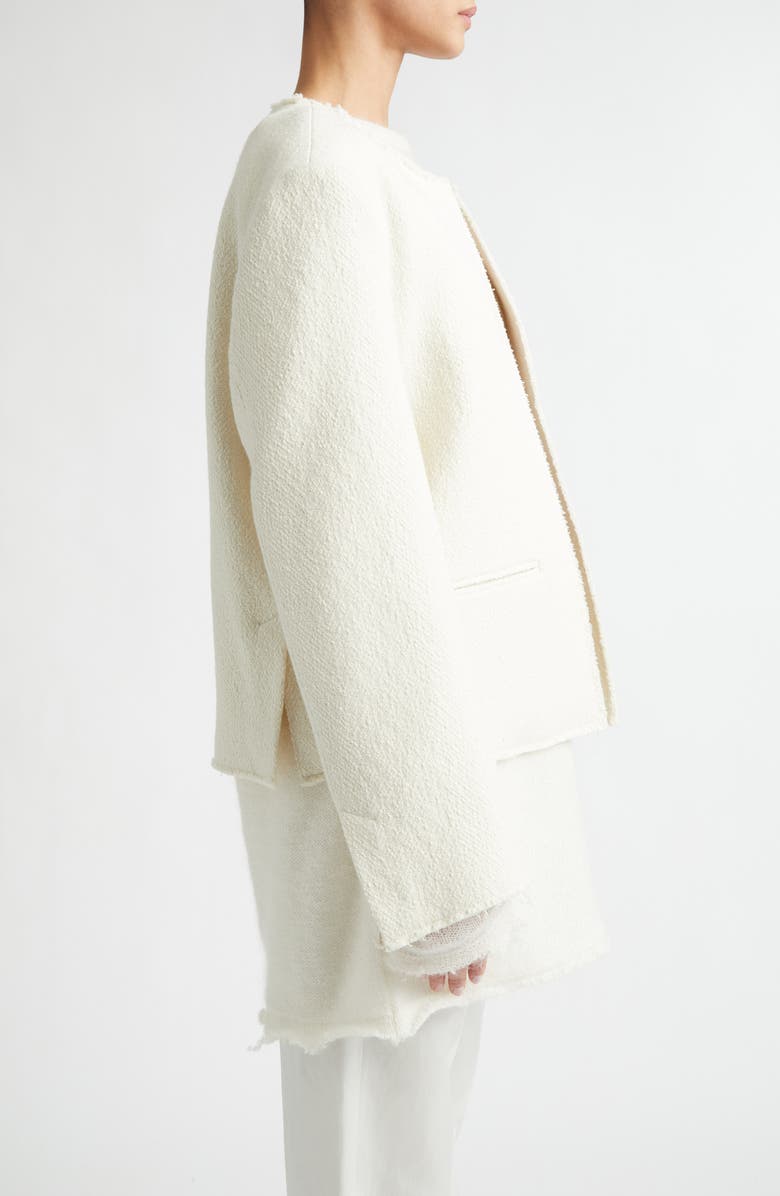 TOTEME Open Front Wool Blend Bouclé Jacket, Alternate, color, Ecru