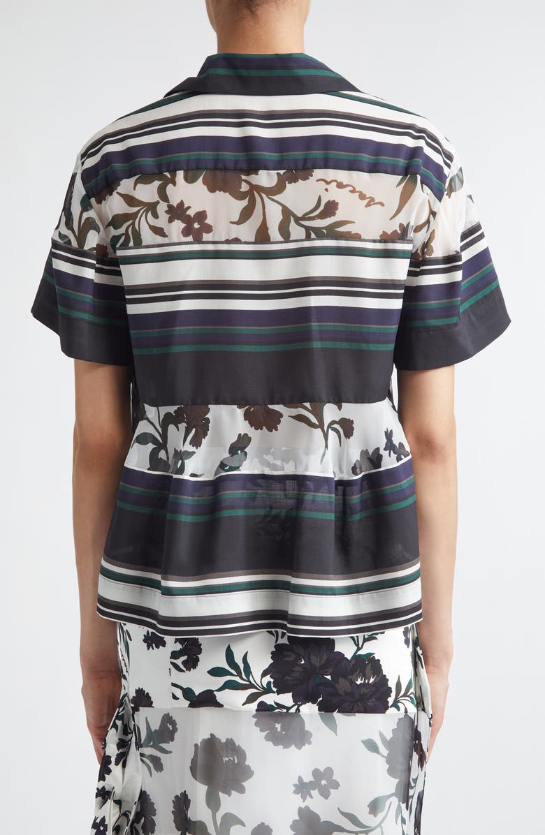 Sacai Pattern Mix Short Sleeve Button-Up Shirt, Alternate, color, White Multi