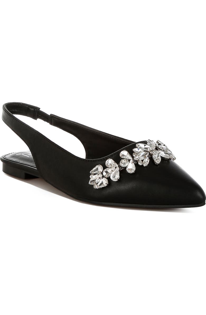LONDON RAG Adhara Rhinestone Embellished Slingback Flat, Main, color, Black