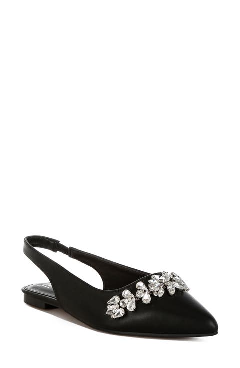 Adhara Rhinestone Embellished Slingback Flat (Women)