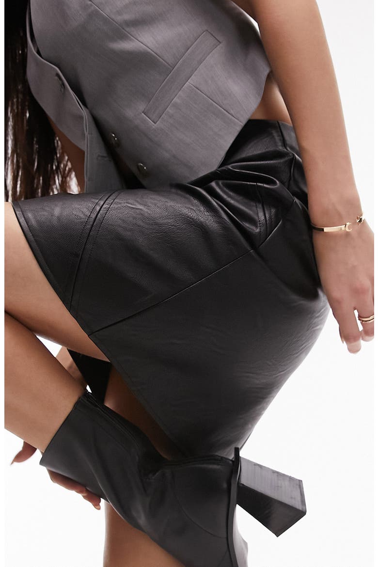 Paneled Faux Leather Miniskirt, Alternate, color, BLACK