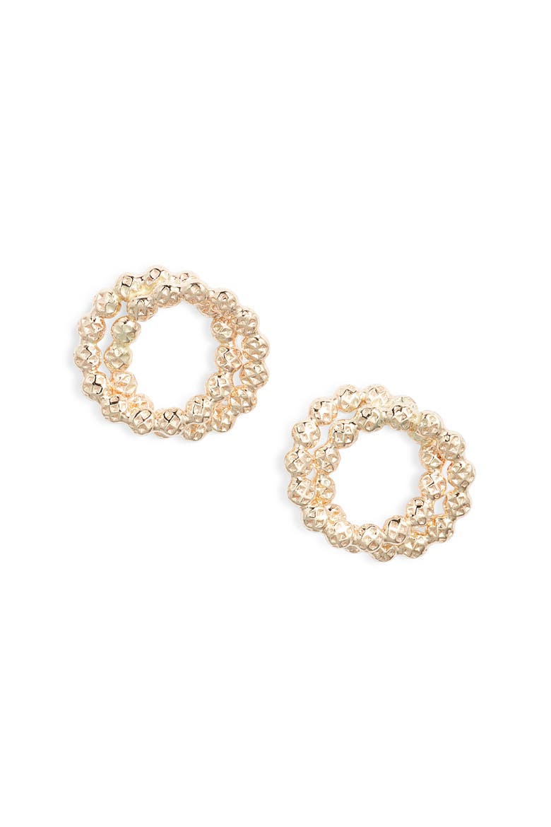 Beaded Circle Stud Earrings, Main, color, GOLD FILL