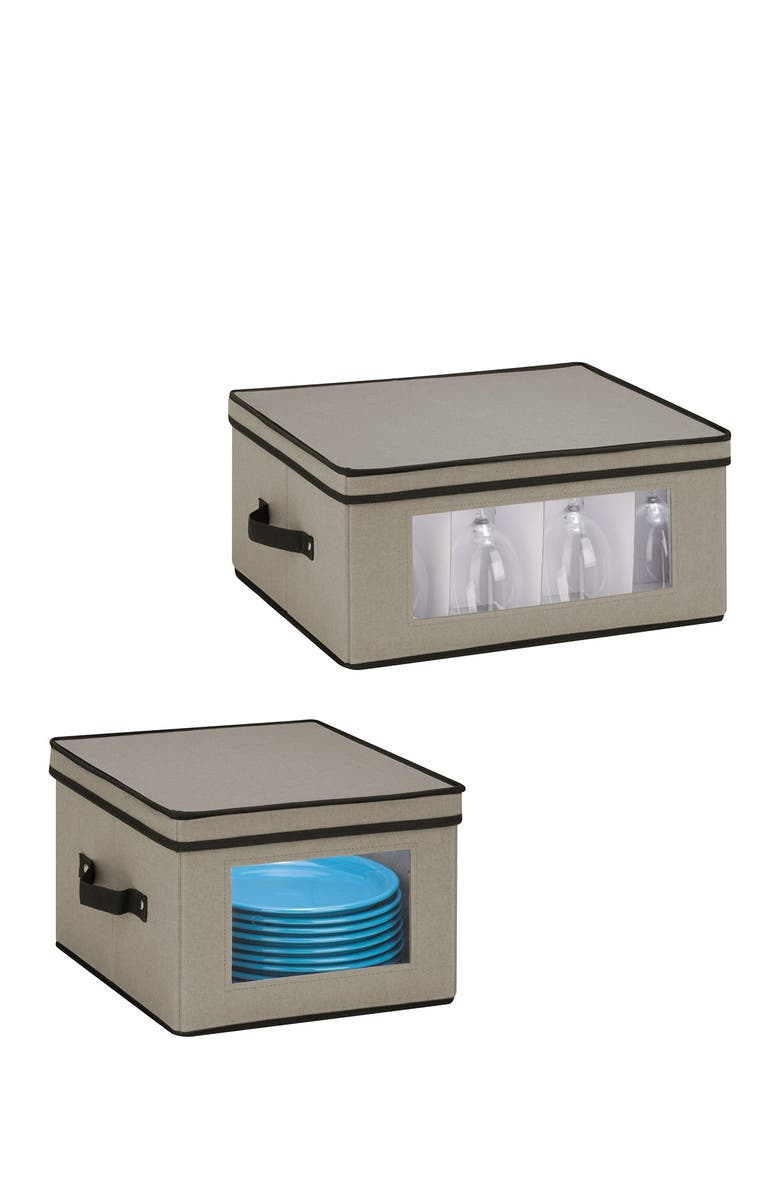 HONEY-CAN-DO Grey Window 2-Piece Storage Set, Main, color,