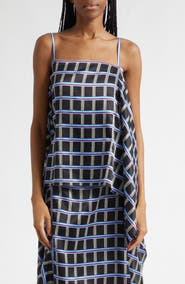 EENK Check Slip Drape Silk & Cotton Top