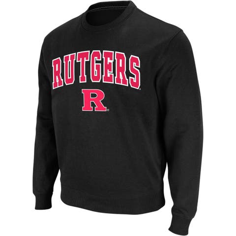 Men's Colosseum Black Rutgers Scarlet Knights Arch & Logo Crew Neck Sweatshirt