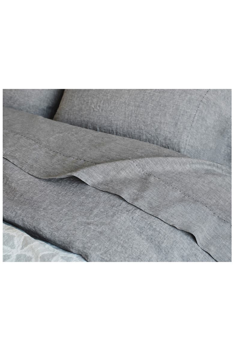 Relaxed Organic Linen Duvet Cover, Alternate, color, SLATE CHAMBRAY