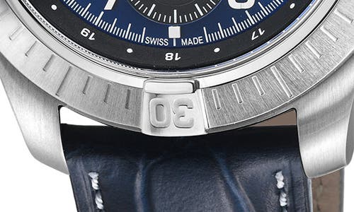 Gv2 T38 Chronograph Croc Embossed Leather Strap Watch, 45mm In Blue
