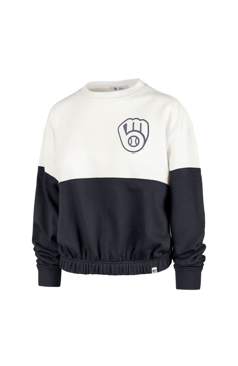 '47 Women's '47 White/Navy Milwaukee Brewers Take Two Bonita Pullover Sweatshirt, Alternate, color, 