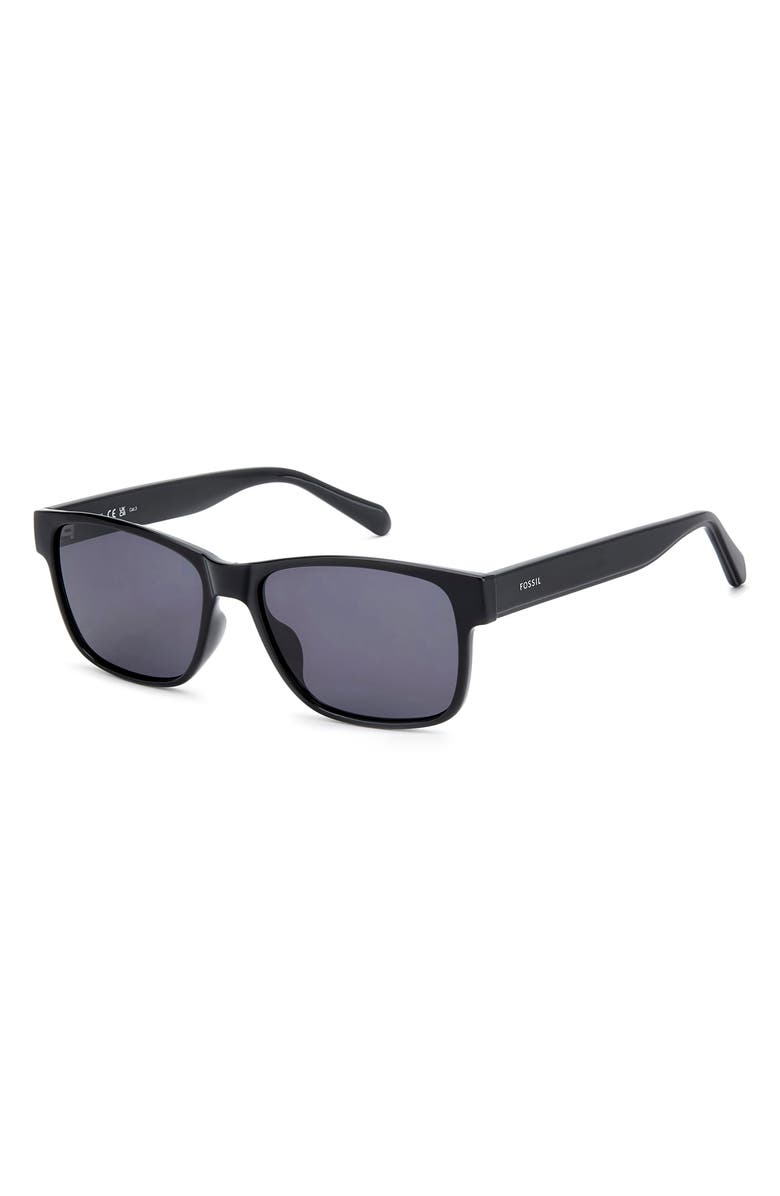Fossil 58mm Rectangular Sunglasses, Alternate, color, Black/ Grey