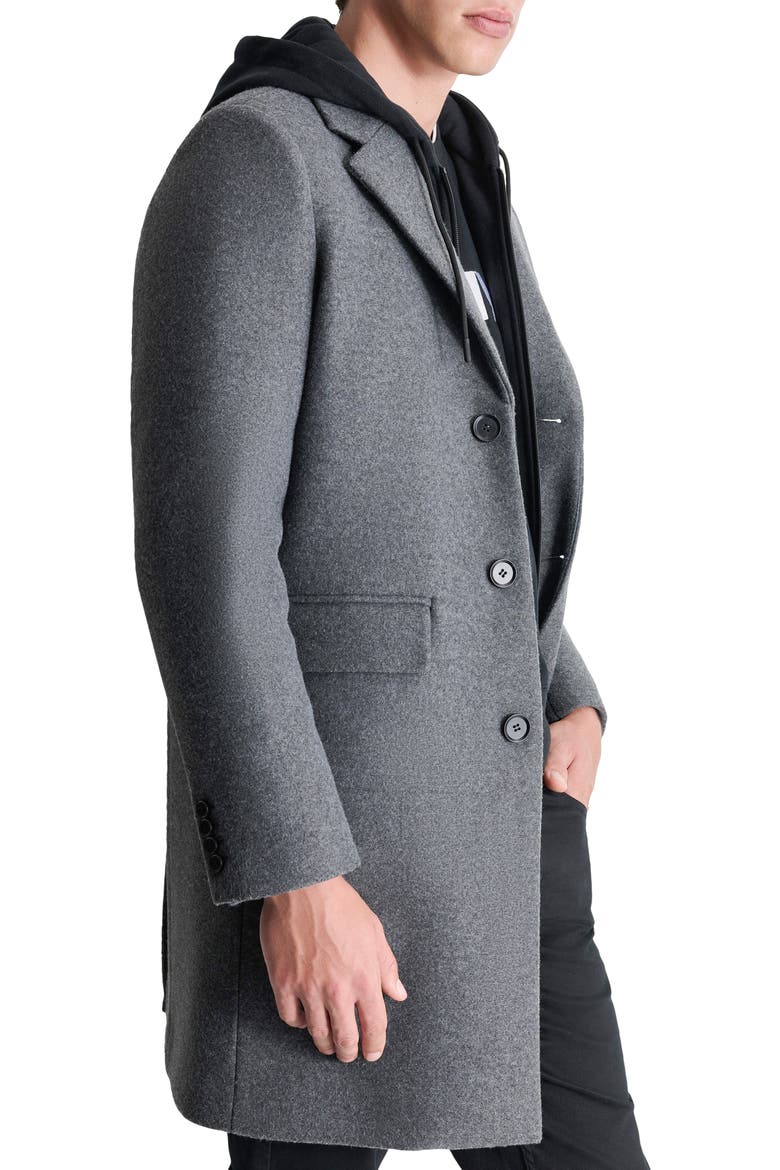 Water Resistant Felted Coat with Hooded Bib, Alternate, color, CHARCOAL