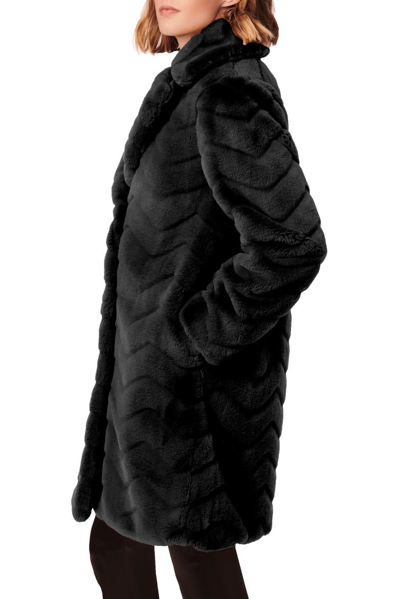 Faux Fur Coat, Alternate, color, BLACK