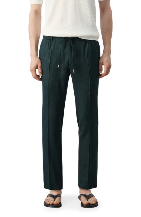 Slim Fit Drawstring Linen Blend Pants