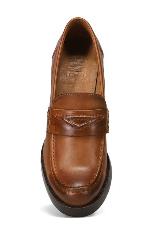 Frye Jean Stacked Heel Loafer In Brown