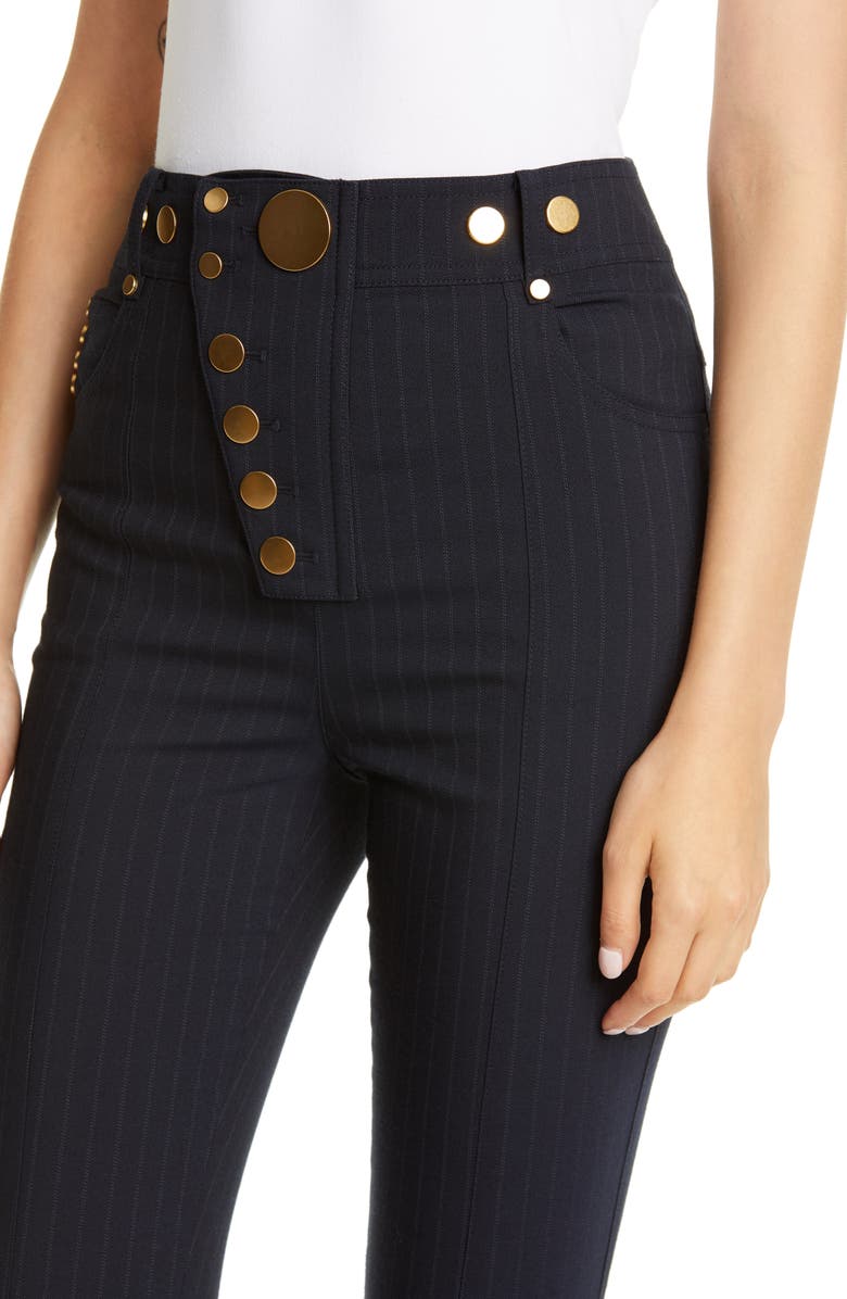 Alexander Wang Button Detail Pinstripe Leggings, Alternate, color, 