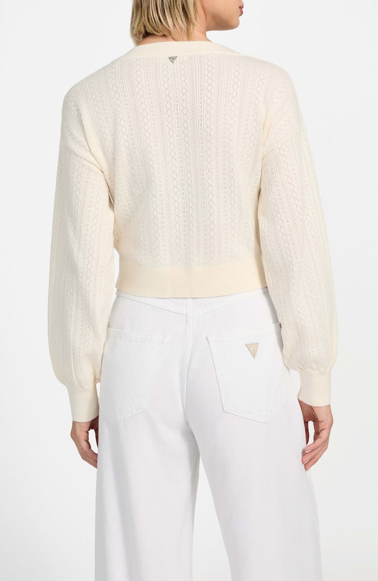 GUESS Lyla Pointelle Crop Cardigan, Alternate, color,