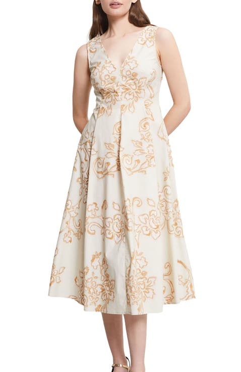 Printed Poplin Midi Dress
