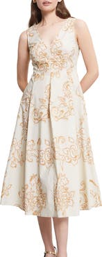 ottod'Ame Printed Poplin Midi Dress