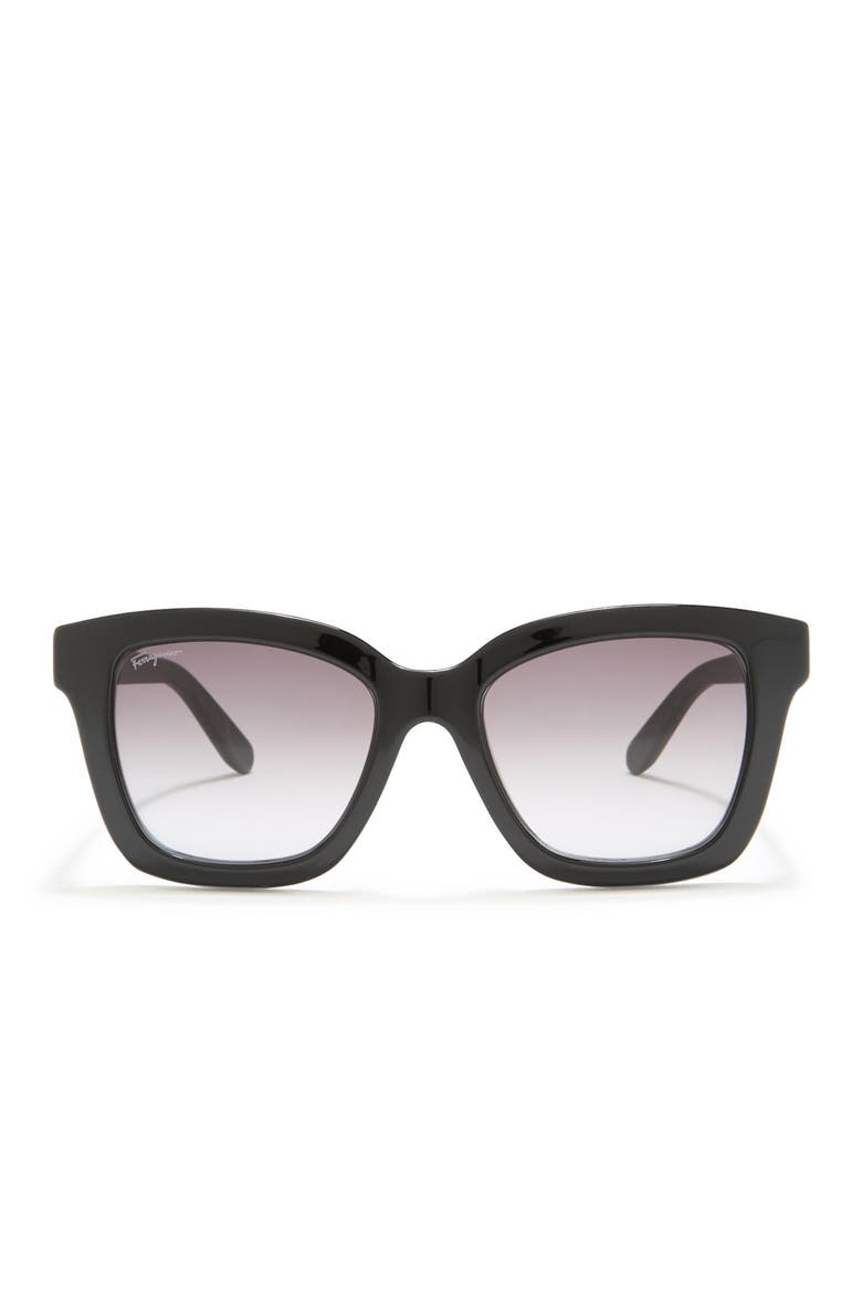 53mm Square Cat Eye Sunglasses, Main, color, BLACK