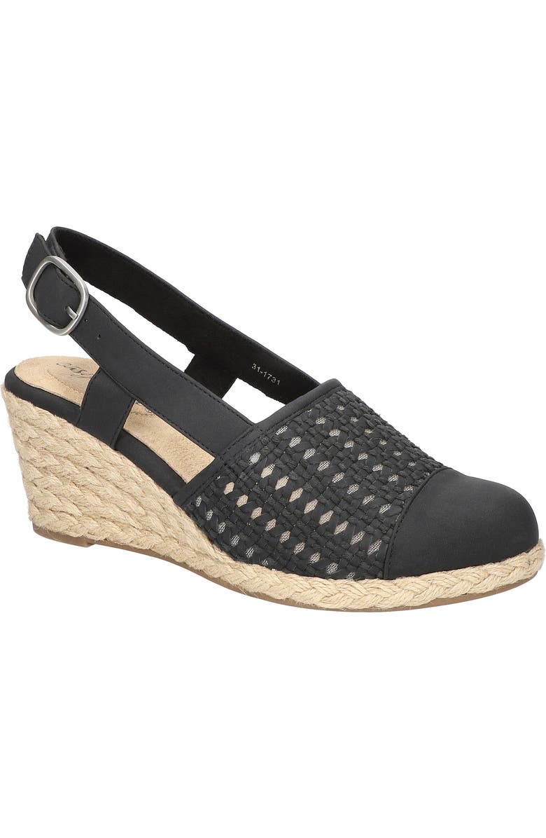 EASY STREET Taffy Slingback Espadrille Wedge Sandal, Main, color, Black