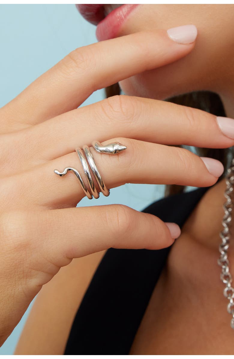 Oradina Sterling Silver Snake Wrap Ring, Alternate, color, Silver