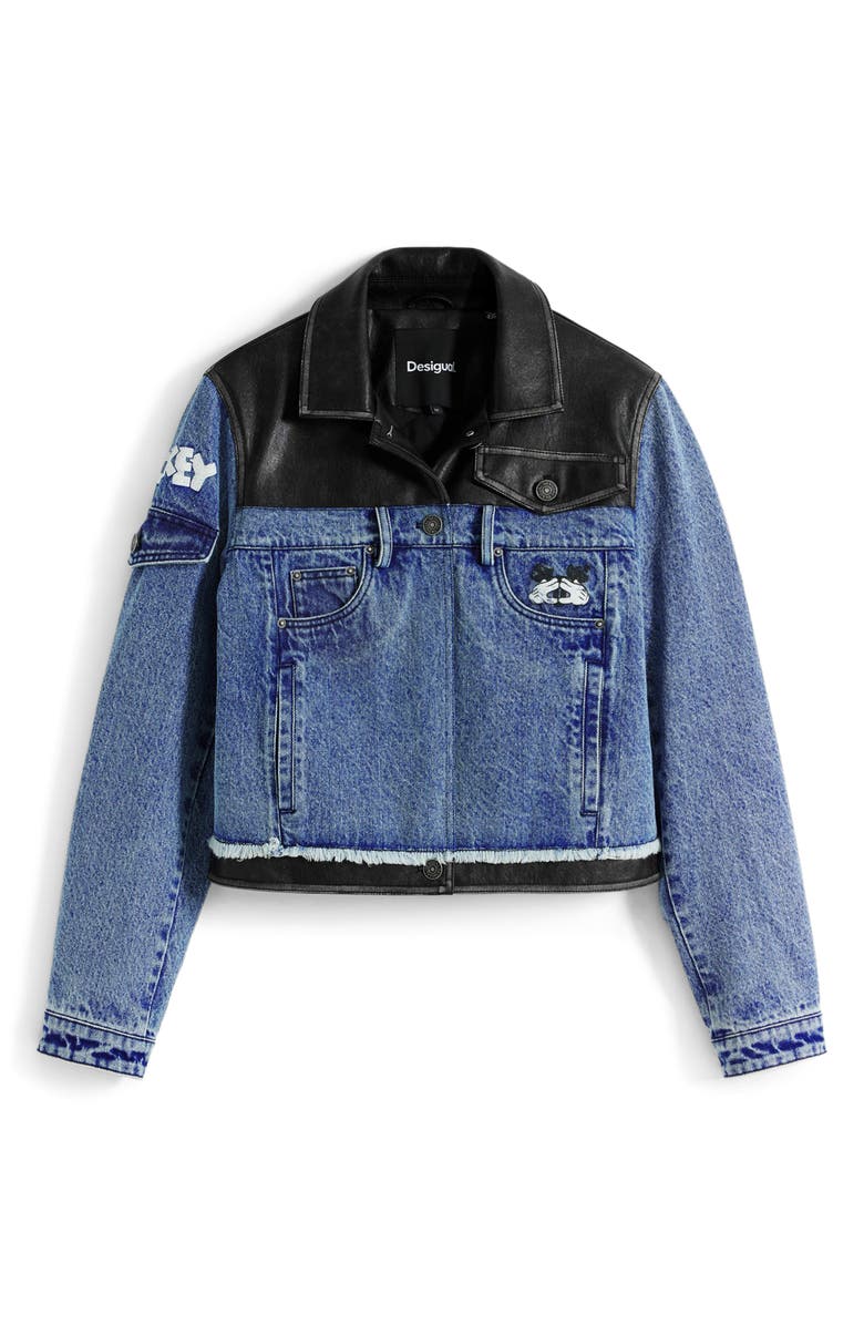 Desigual Mickey Mouse<sup>™</sup> Denim Trucker Jacket, Alternate, color, Medium Blue