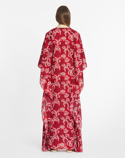 Lanvin Floral-print Kaftan In Carmine Red