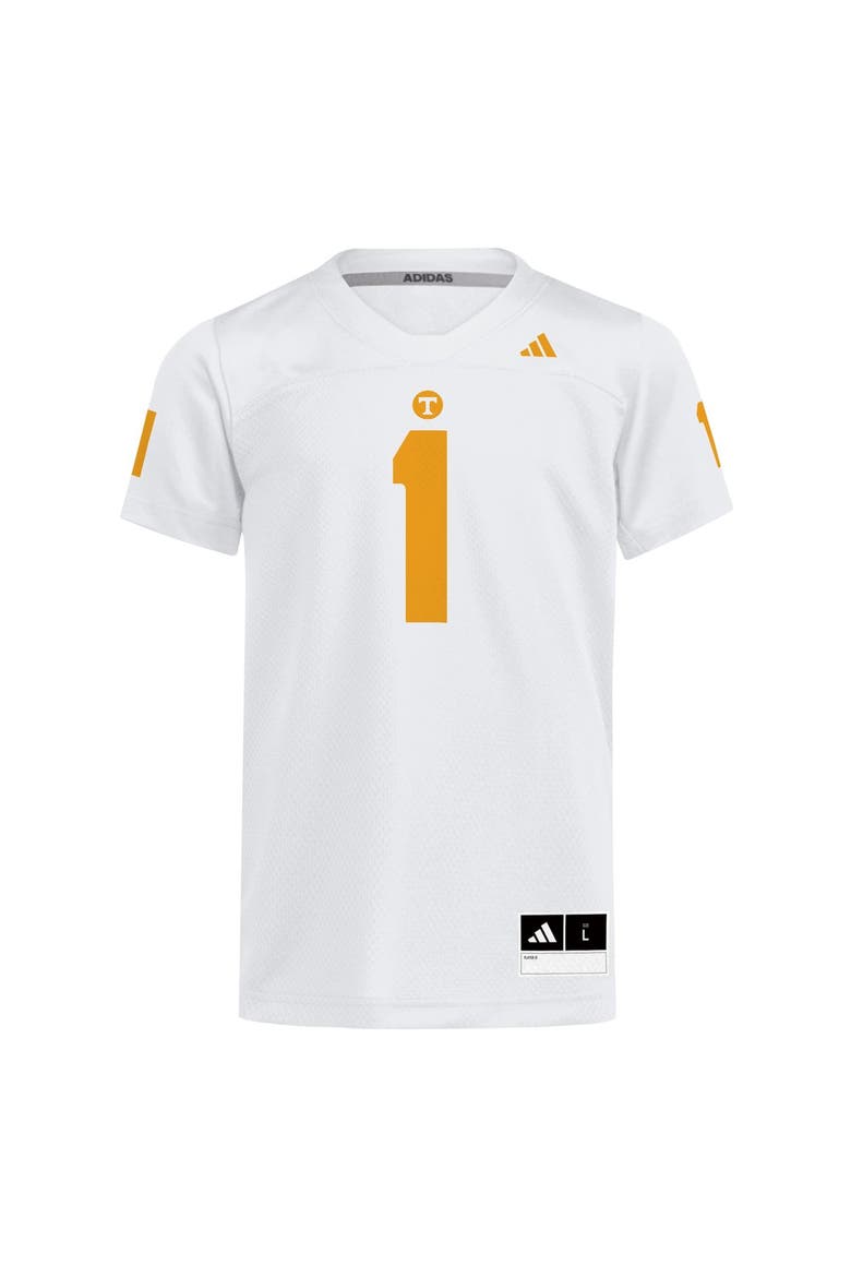 Youth adidas #1 White Tennessee Volunteers Replica Football Jersey, Alternate, color, White