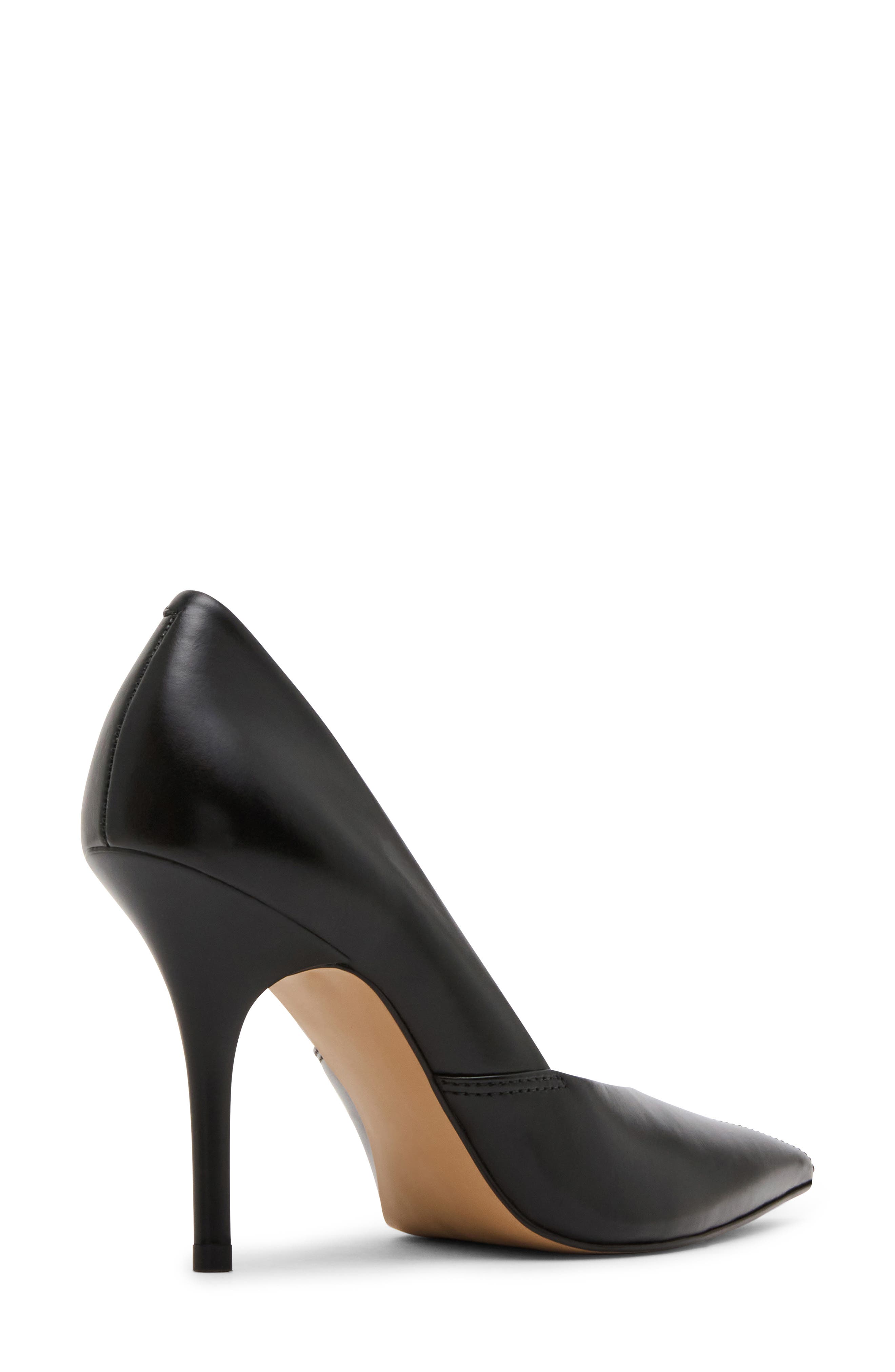 Allude Pointed Toe Pump, Alternate, color, BLACK LEATHER