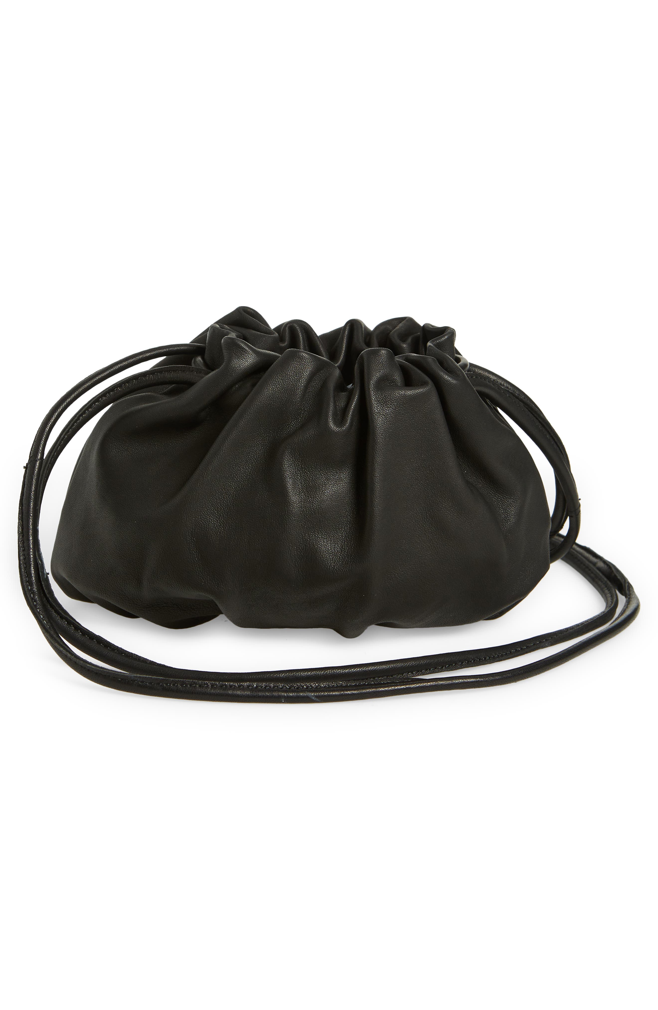 Topshop Leah Leather Drawstring Crossbody Bag, Alternate, color, 