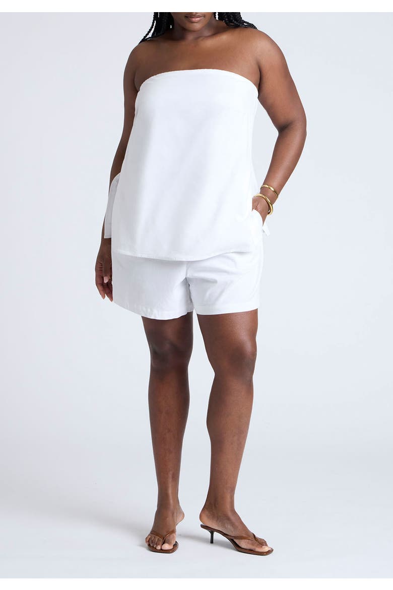 Linen Column Tube Top, Alternate, color, SNOW WHITE