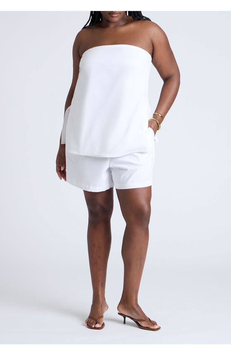 ELOQUII Linen Column Tube Top, Alternate, color, Snow White