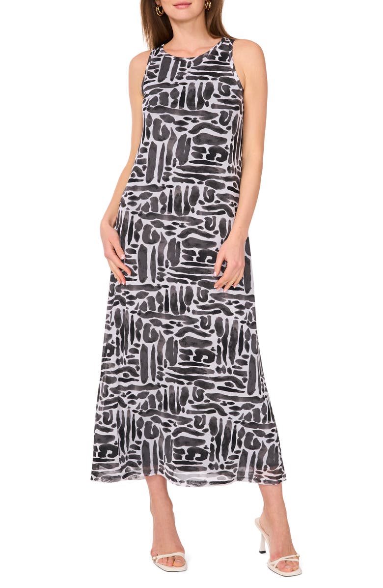 Vince Camuto Abstract Print Mesh Maxi Dress, Main, color, 