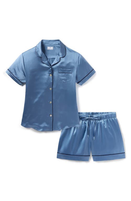 Petite Plume Mulberry Silk Short Pajamas In Blue