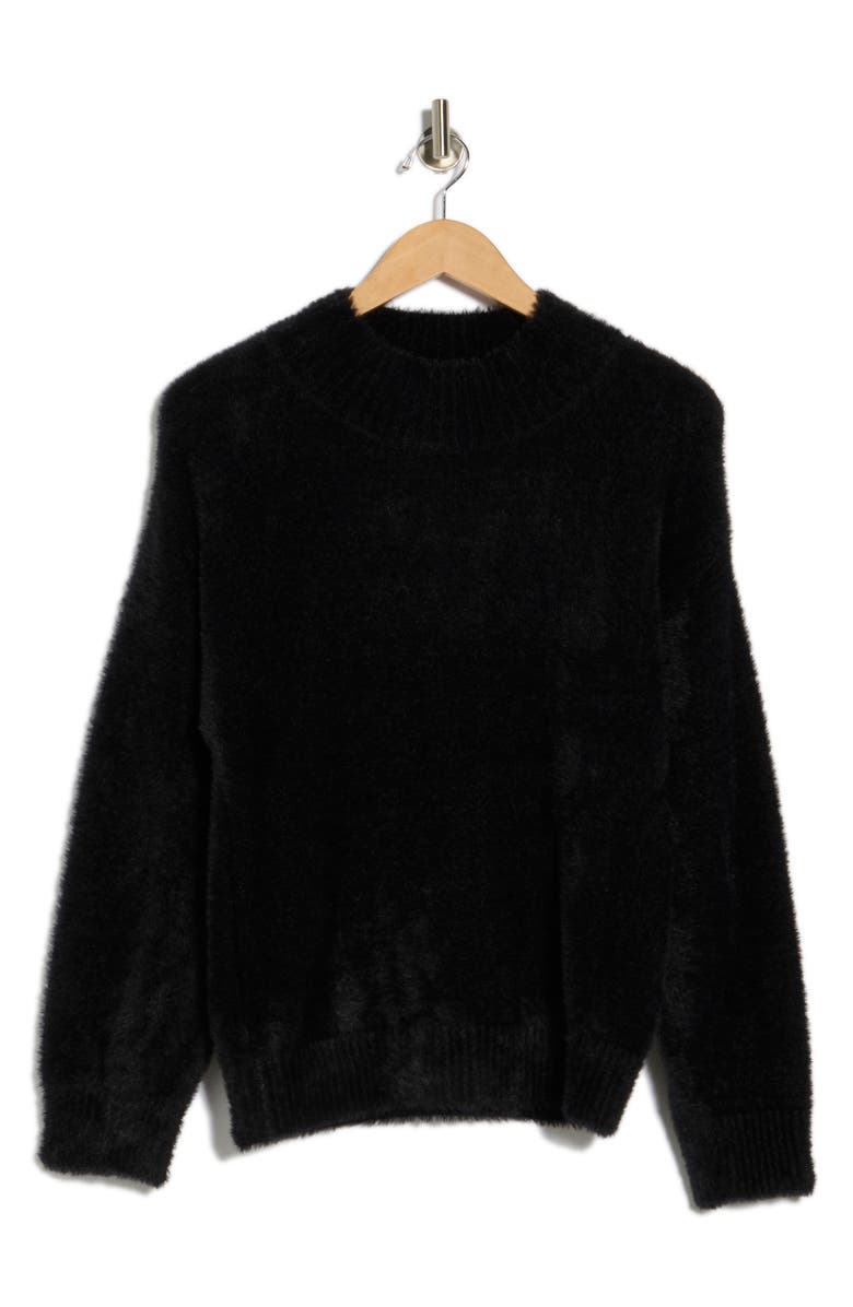 AREA STARS Freda Faux Fur Sweater, Alternate, color, Black