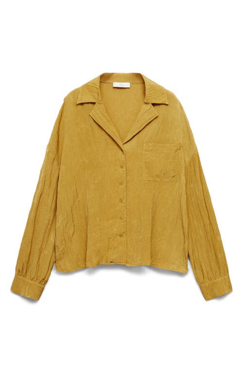 Mango Textured Button-up Shirt In Mustard