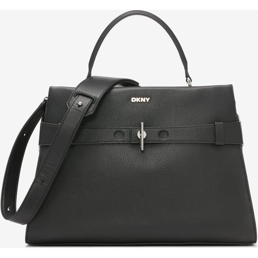 Dkny Bleeker Large Satchel In Black/silver